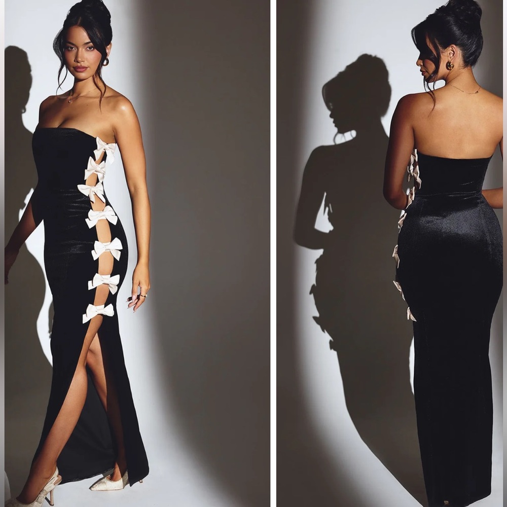 Velvet Black Bow Dress